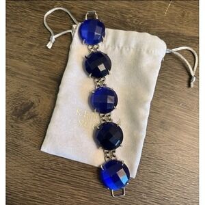 Kendra Scott Cassie Bracelet Faceted Gumdrop Round Statement Cobalt Blue Gold